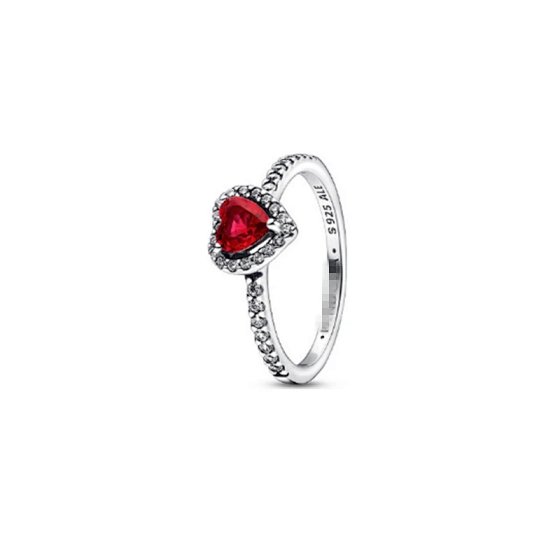 Pandora White Copper Silver Plated Sublime Heart Collection Red Pink White Heart Ring