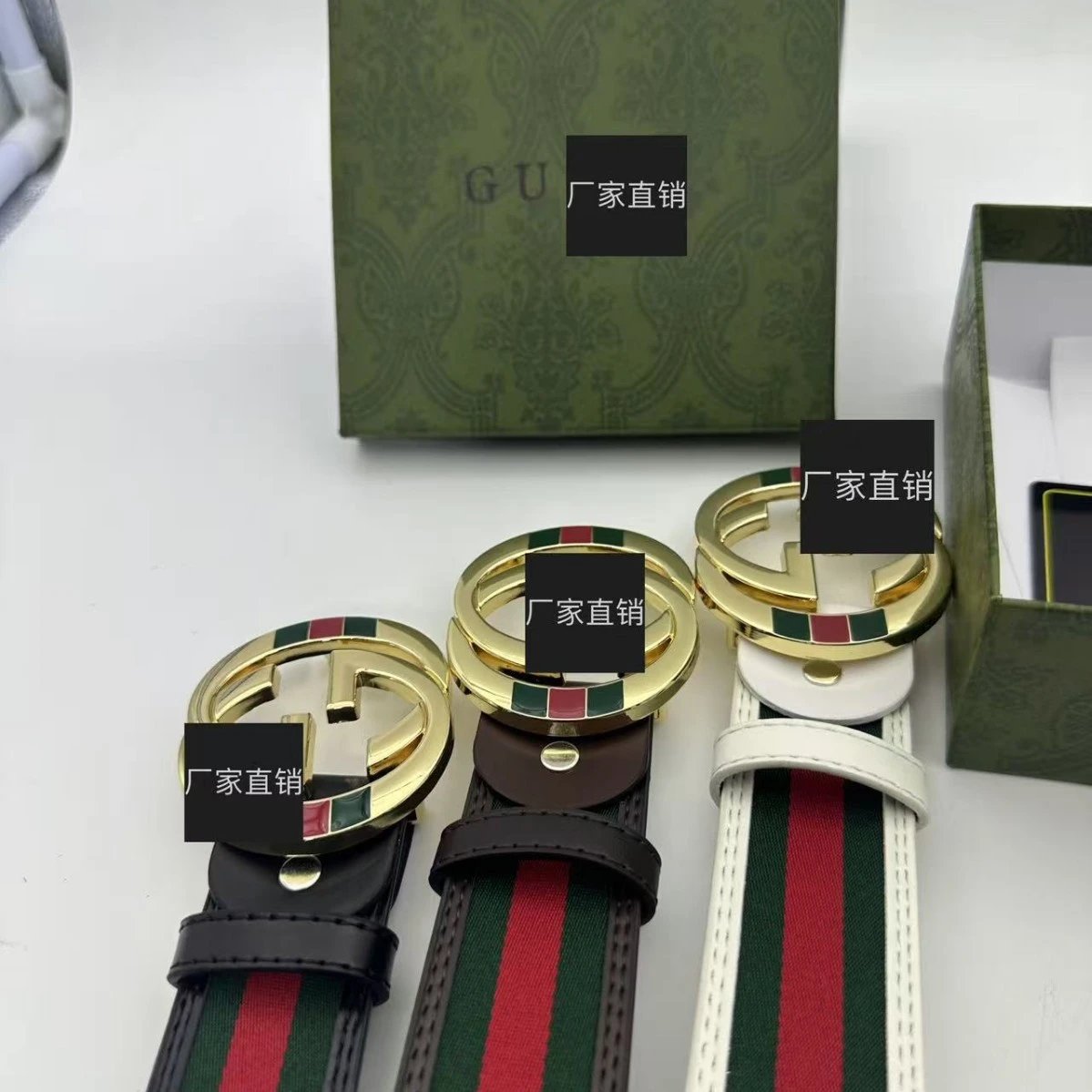 Gucci Belts GG buckle striped web belt image 4