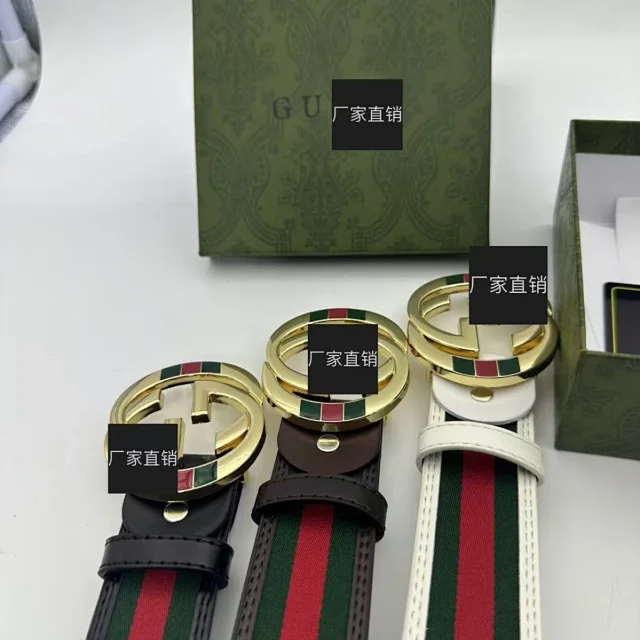 Gucci Belts GG buckle striped web belt product detail image 4