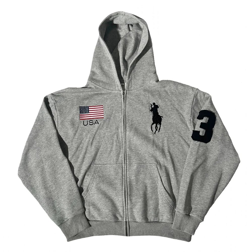 ins Europe and the United States wholesale embroidery patch zipper sweater long-sleeved pullover hoodie retro jacket street trend y2k