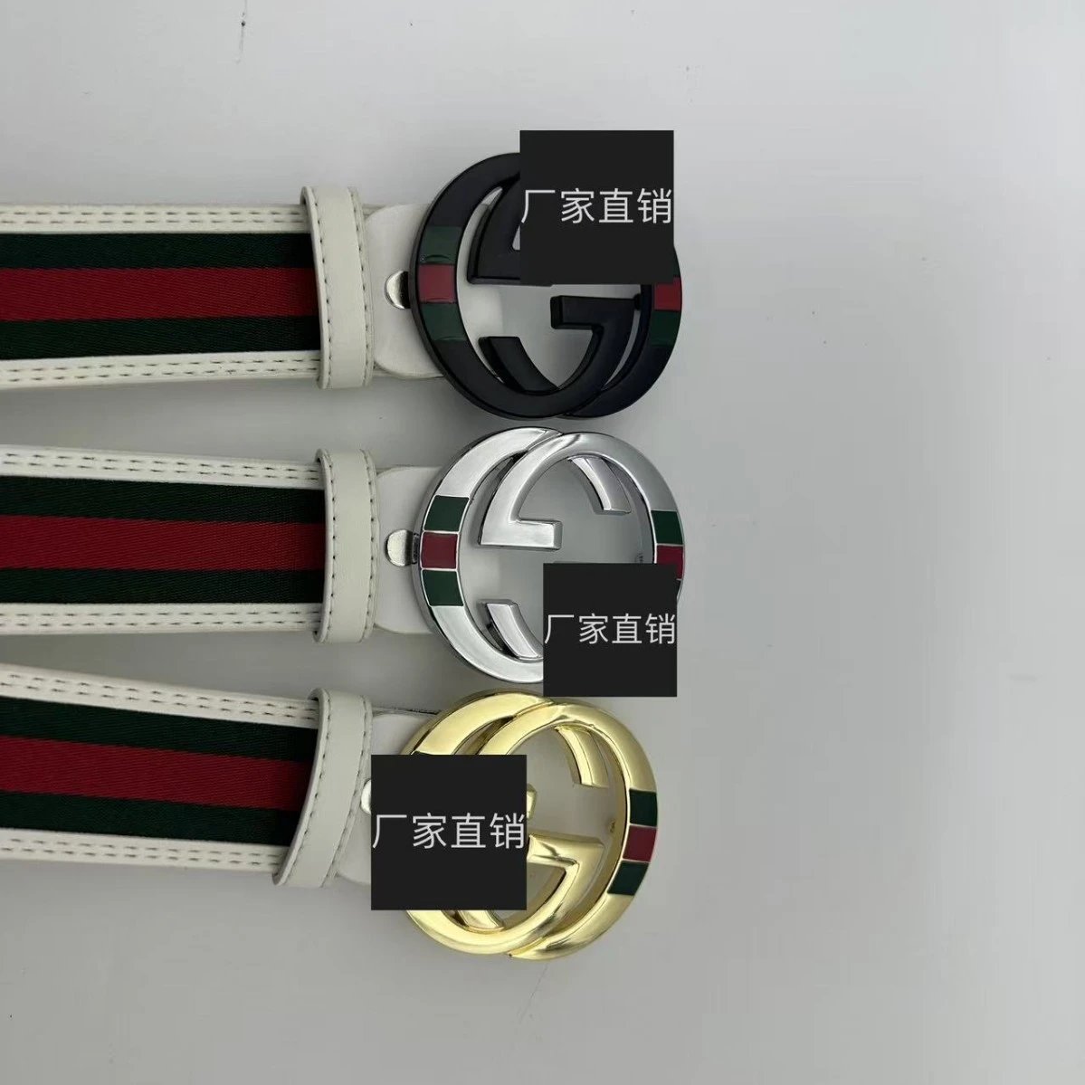 Gucci Belts GG buckle striped web belt image 5