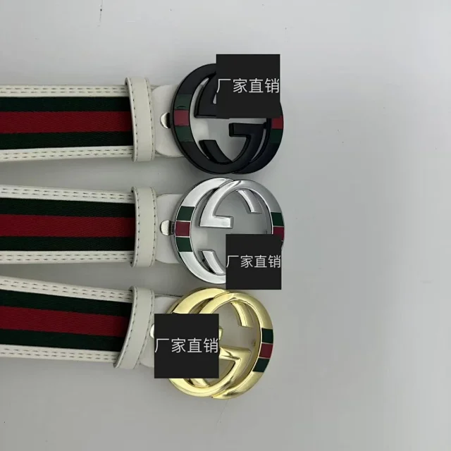 Gucci Belts GG buckle striped web belt product detail image 5