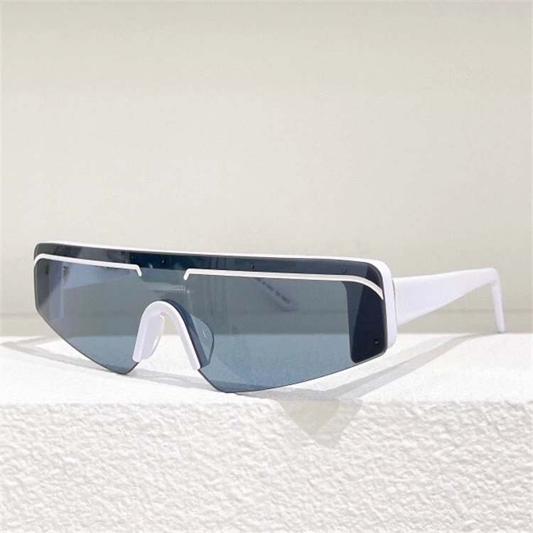 Unbranded Eyewear Shield Sunglasses — White frame, gray lens