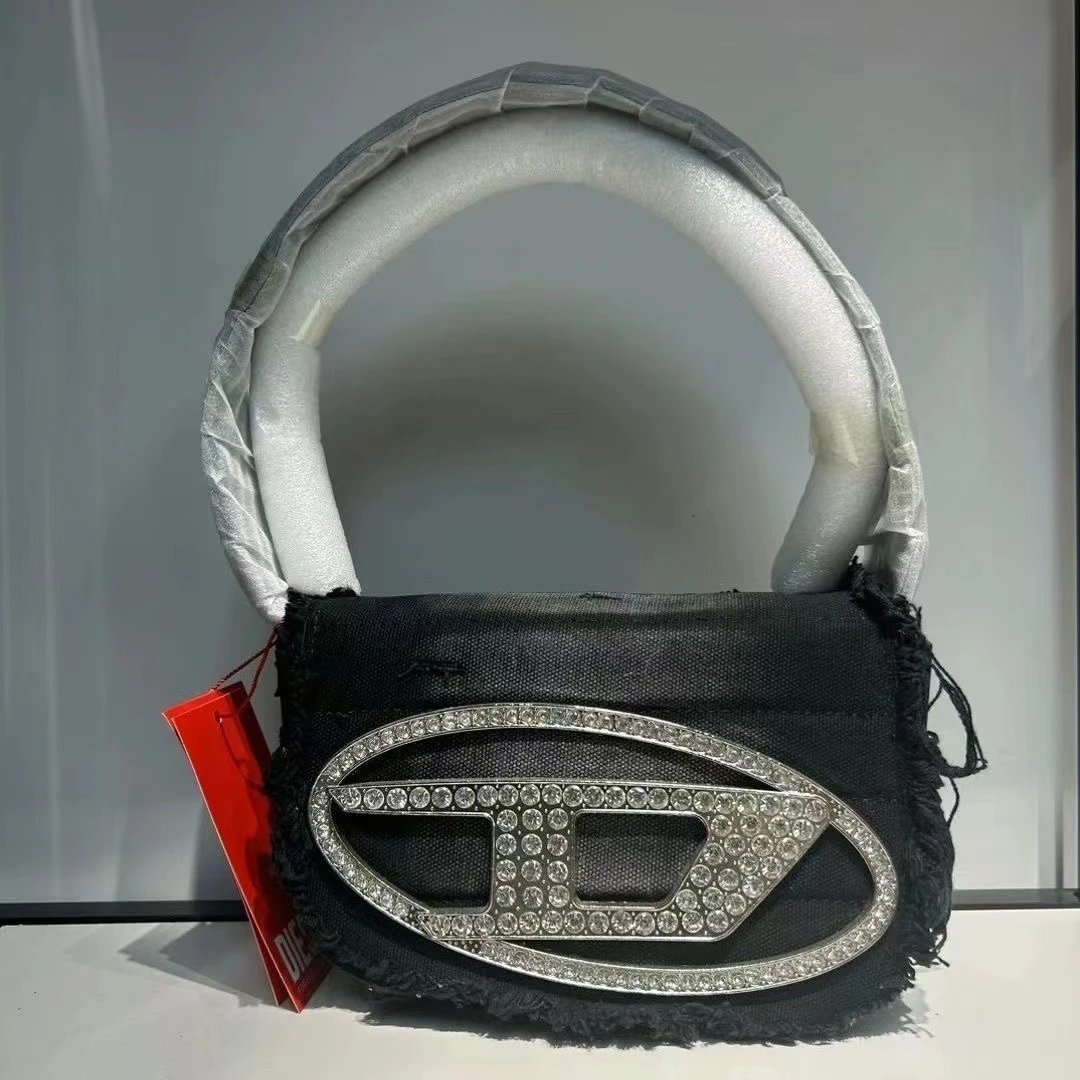 Diesel Shoulder Bags 1DR oval-logo bag — Denim Black