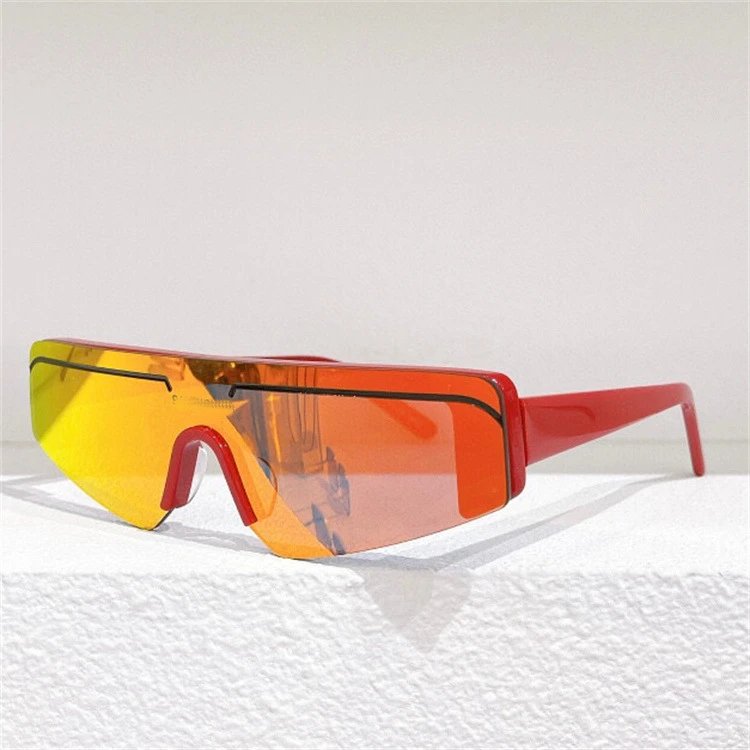 Unbranded Eyewear Shield Sunglasses — Red frame, orange-red film
