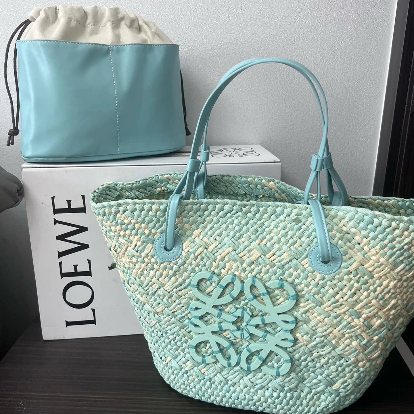 Loewe Handbags Anagram raffia basket tote product image