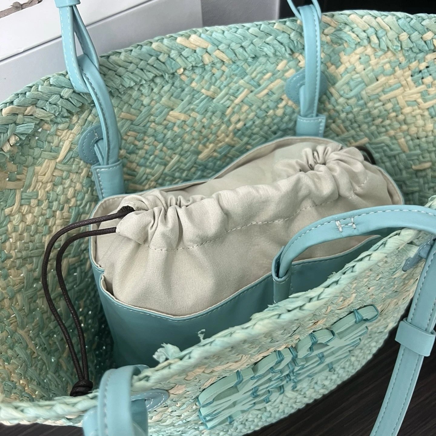 Loewe Handbags Anagram raffia basket tote image 4
