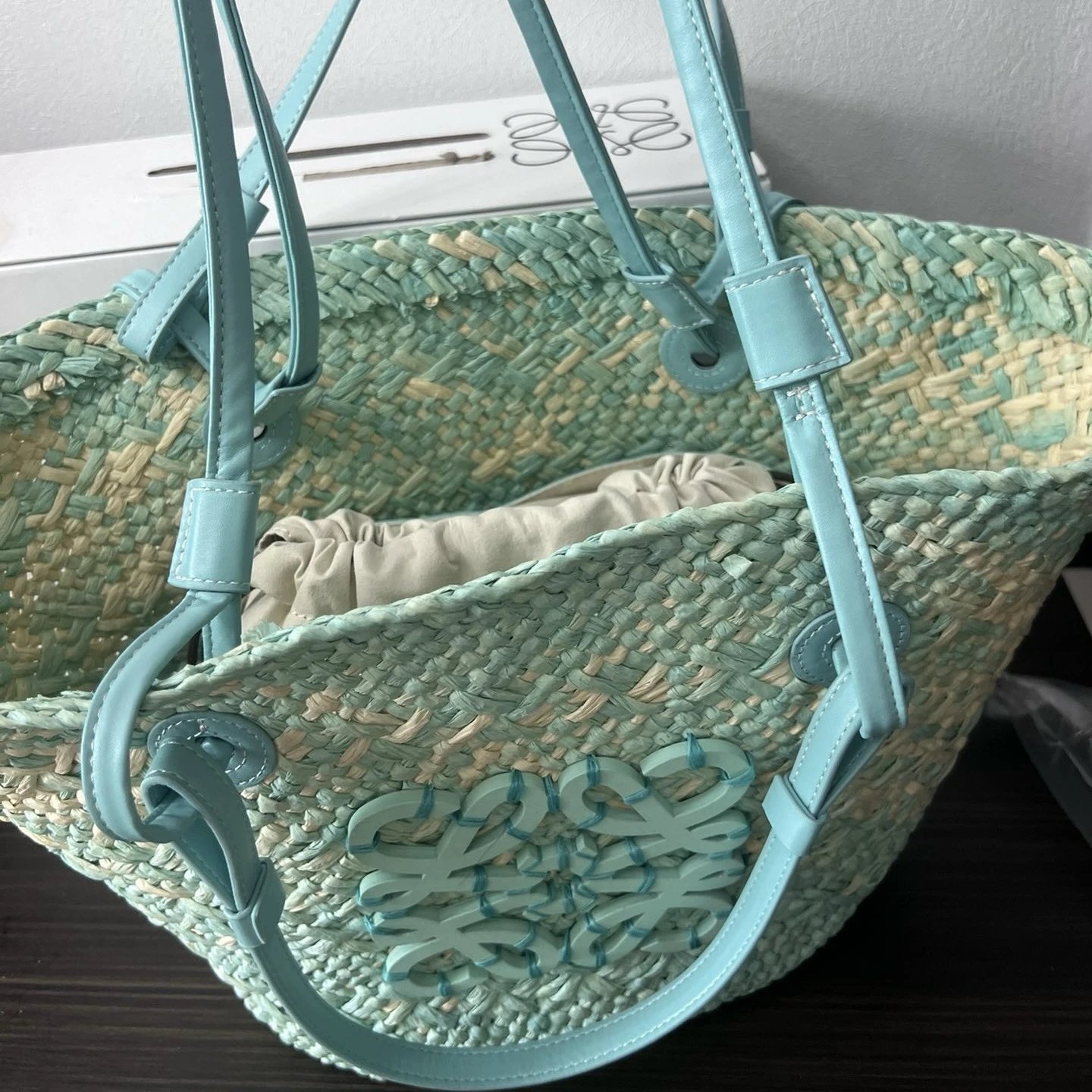 Loewe Handbags Anagram raffia basket tote image 3