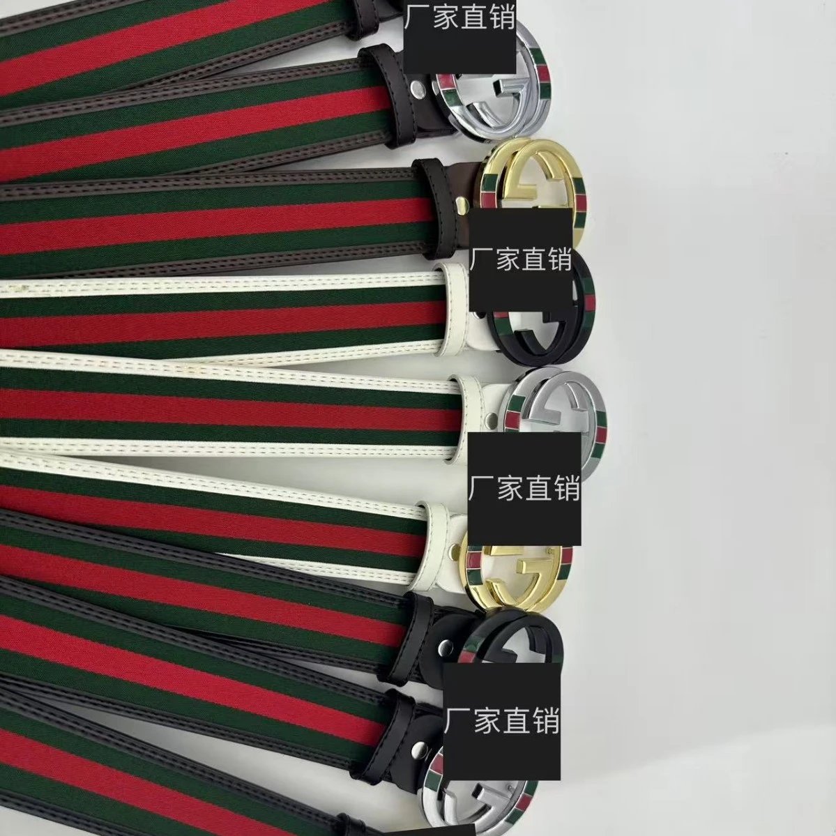 Gucci Belts GG buckle striped web belt product image