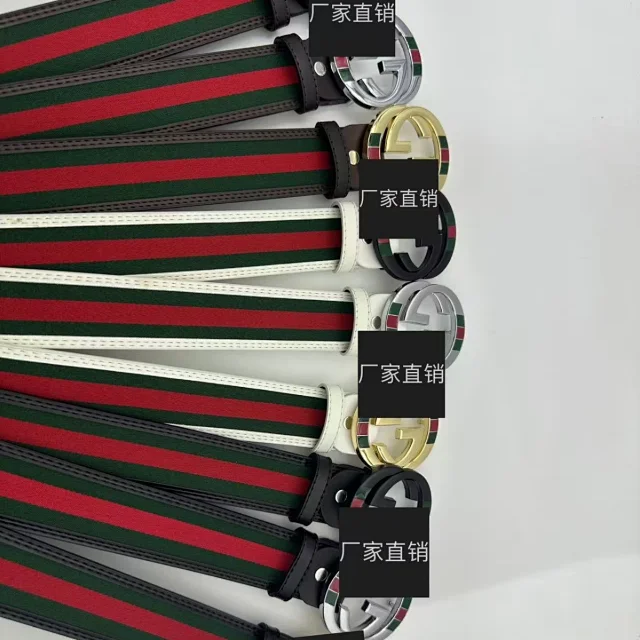 Gucci Belts GG buckle striped web belt product detail image 1