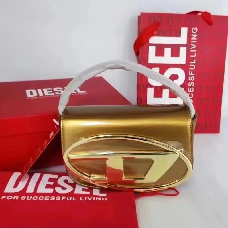 Diesel Shoulder Bags 1DR oval-logo bag — Golden