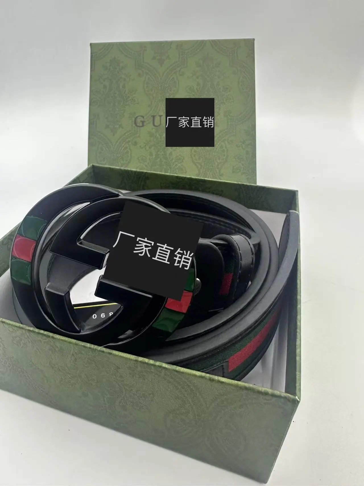 Gucci Belts GG buckle striped web belt — Black cloth, black button