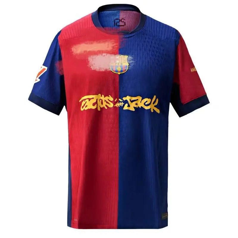 Red and blue color blocked T-shirt
