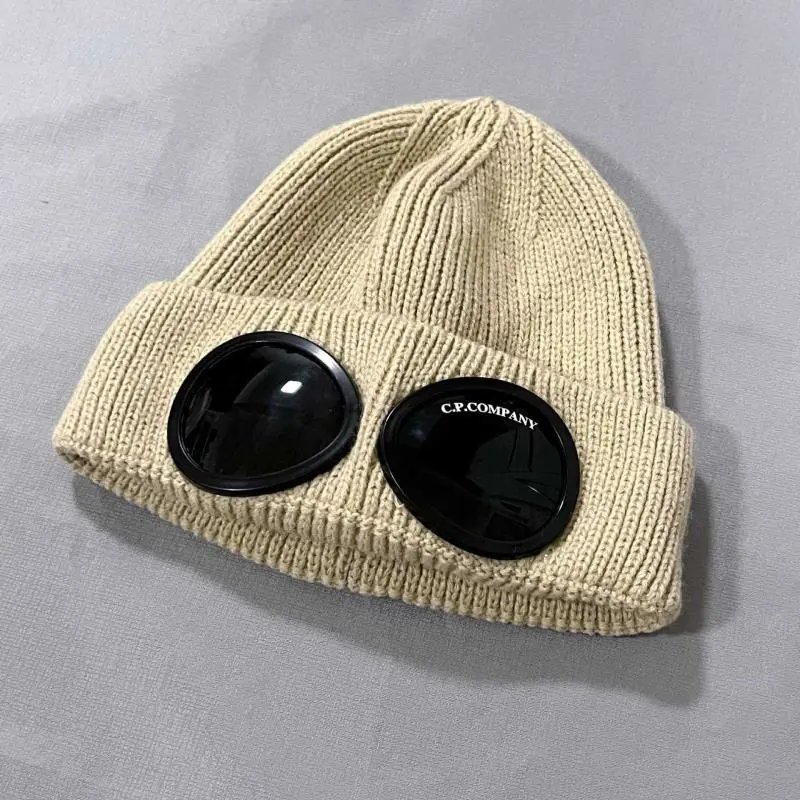 C.P. Company Goggle Beanie Khaki Knit Hat - 7
