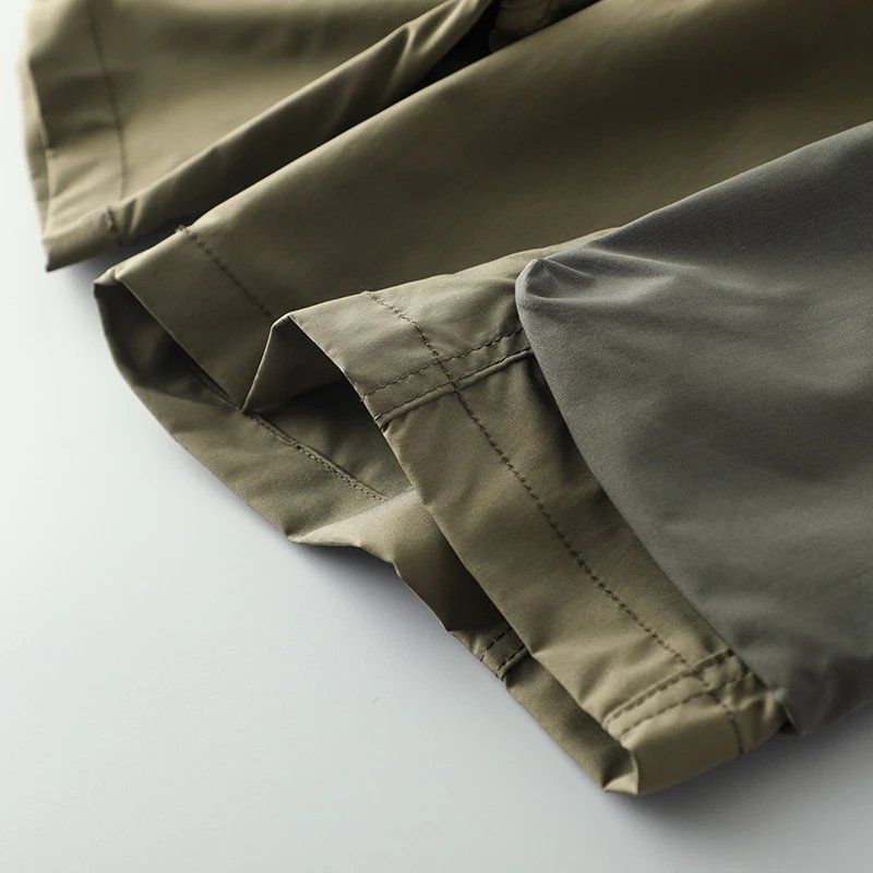 Design Cargo Shorts with Zippered Pockets and Belt Loop in Army Green - 19