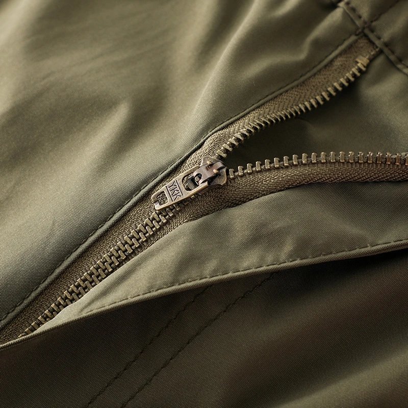Design Cargo Shorts with Zippered Pockets and Belt Loop in Army Green - 16