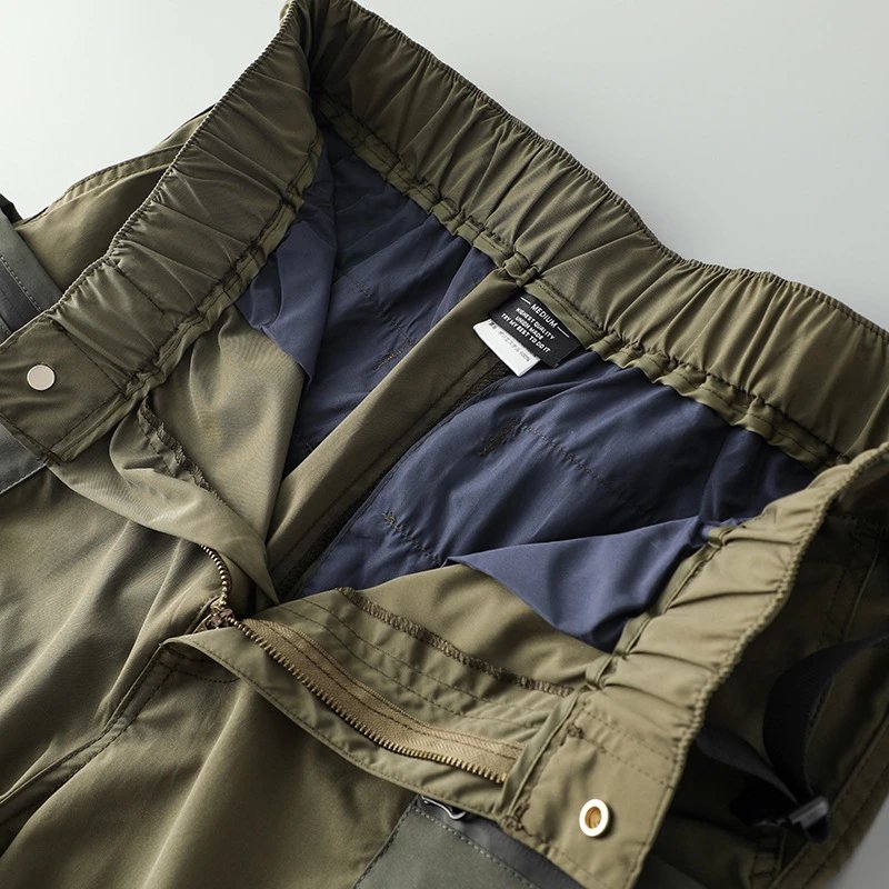 Design Cargo Shorts with Zippered Pockets and Belt Loop in Army Green - 21