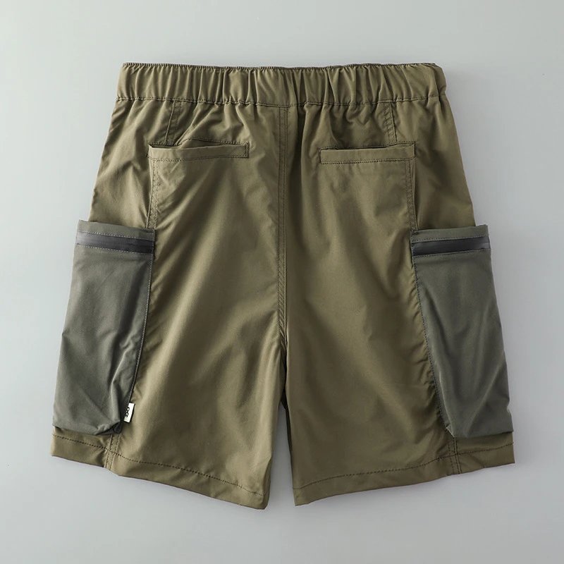 Design Cargo Shorts with Zippered Pockets and Belt Loop in Army Green - 9