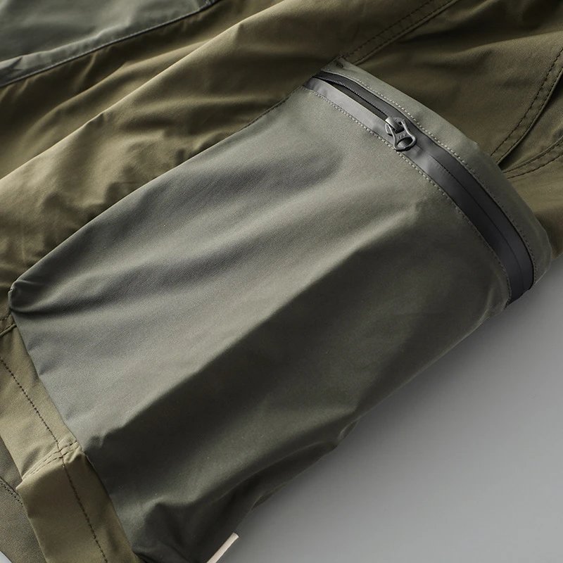 Design Cargo Shorts with Zippered Pockets and Belt Loop in Army Green - 18