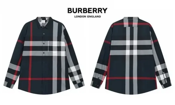 Burberry Classic Check Shirt Navy Red Gray - 5