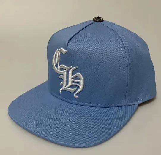 Chrome Hearts CH Logo Snapback Cap Light Blue Baseball Cap - 1