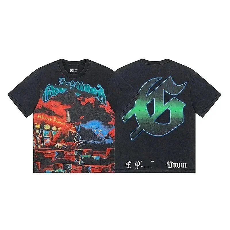 mastermind T-shirt Casino Skull Graphic Washed Black