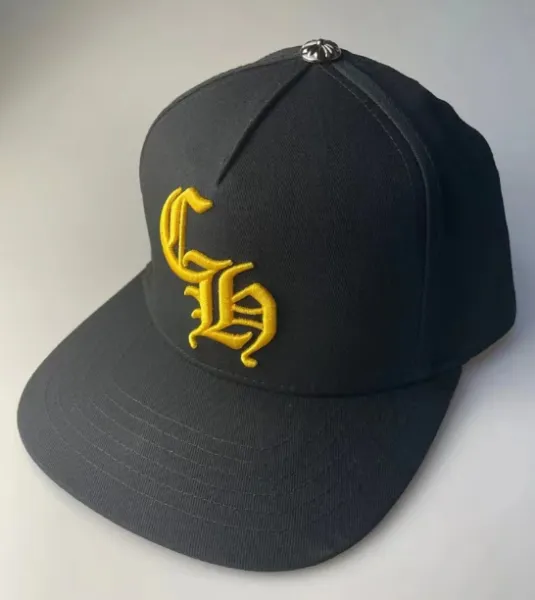 Chrome Hearts CH Logo Embroidered Black Baseball Cap - 1