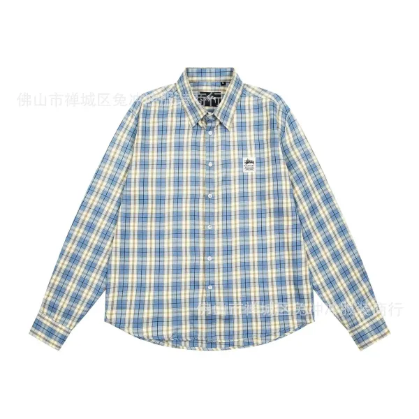 Stüssy Original Design Blue Beige Check Shirt - 1