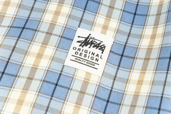 Stüssy Original Design Blue Beige Check Shirt - 11