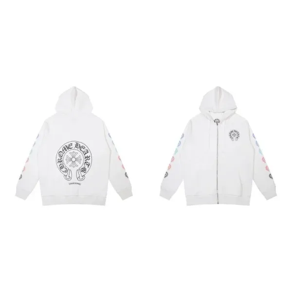 Chrome Hearts Floral Print Zip-Up Hoodie White - 1