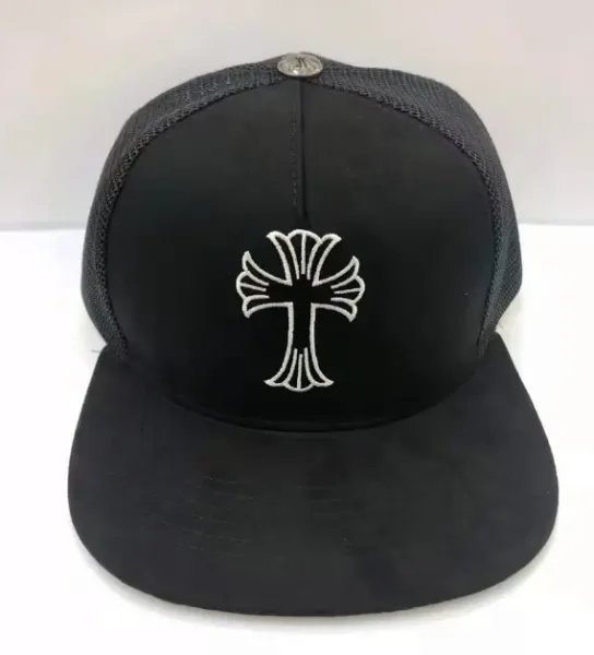 Chrome Hearts Cross Embroidered Black Mesh Back Baseball Cap - 1