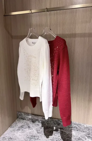 Christian Dior Constellation Embellished Sweater White and Red - 6