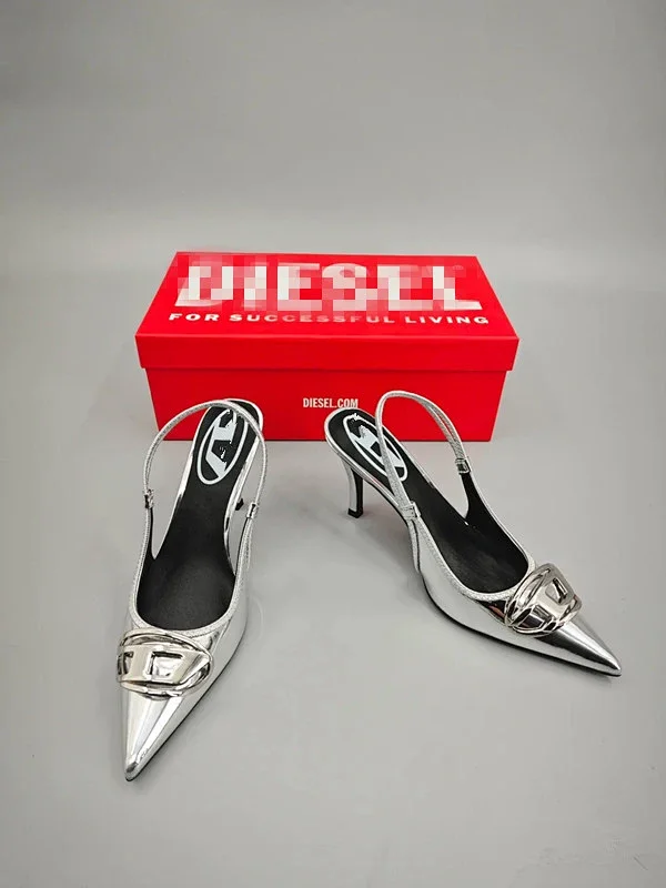Unbranded High Heels Silver pointed-toe slingback stiletto with metal buckle detail product detail image 6