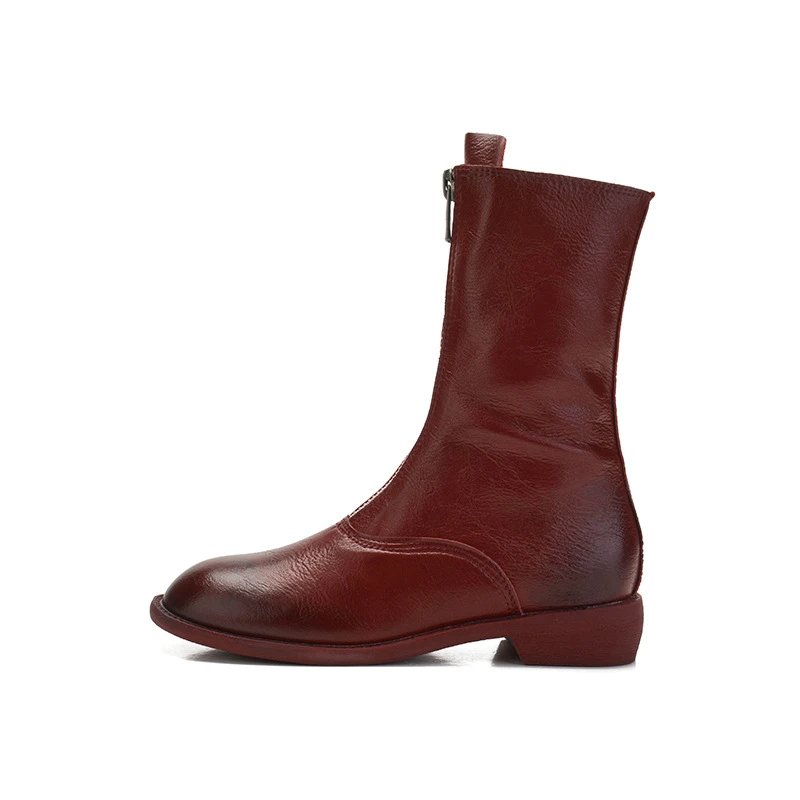 Unbranded Boots Mid-calf round-toe zip with low block heel image 5