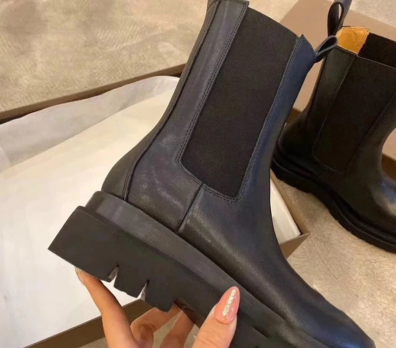 Black Chunky Sole Chelsea Boots - 29