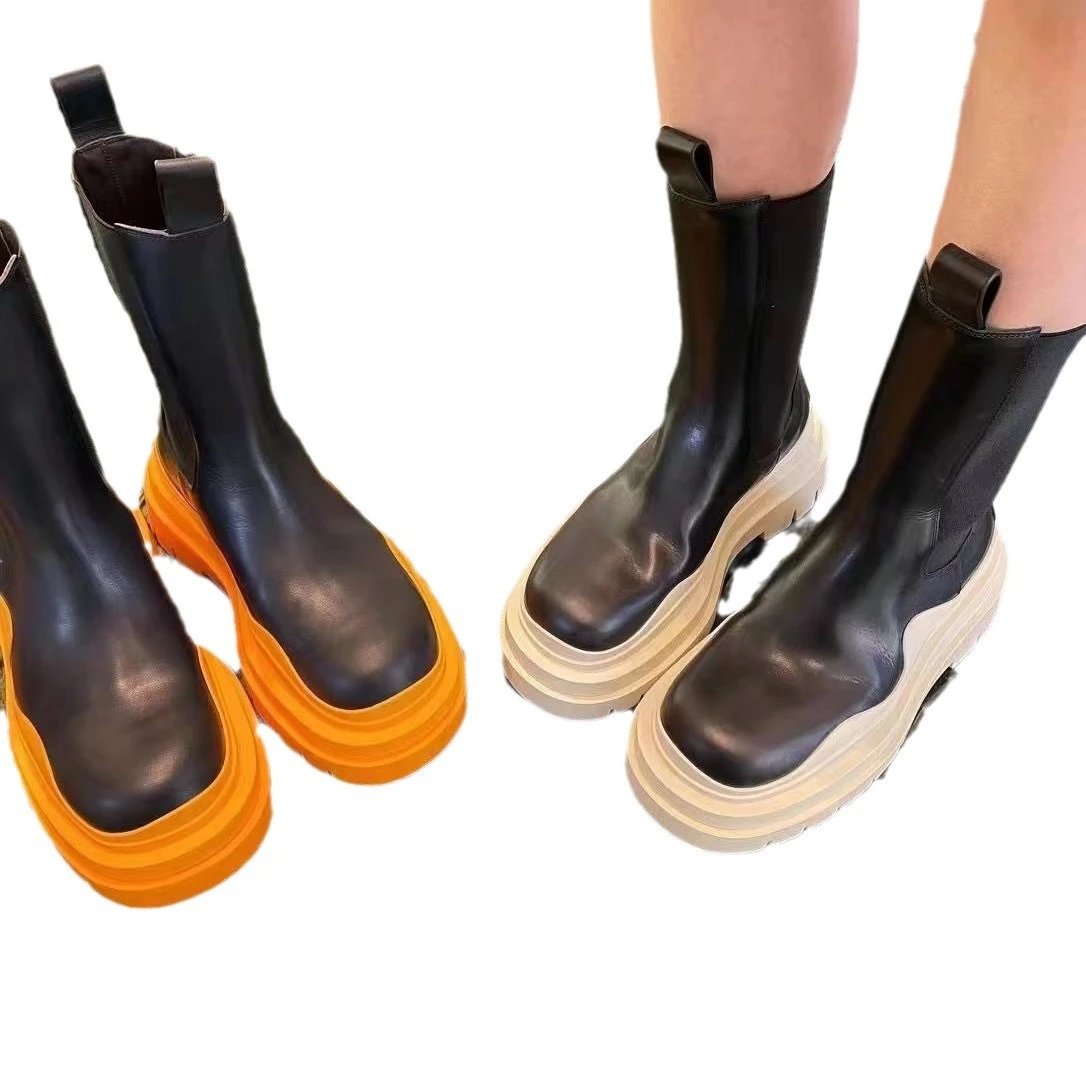 Unbranded Boots Mid-Calf Chelsea Platform with Lug Sole image 5