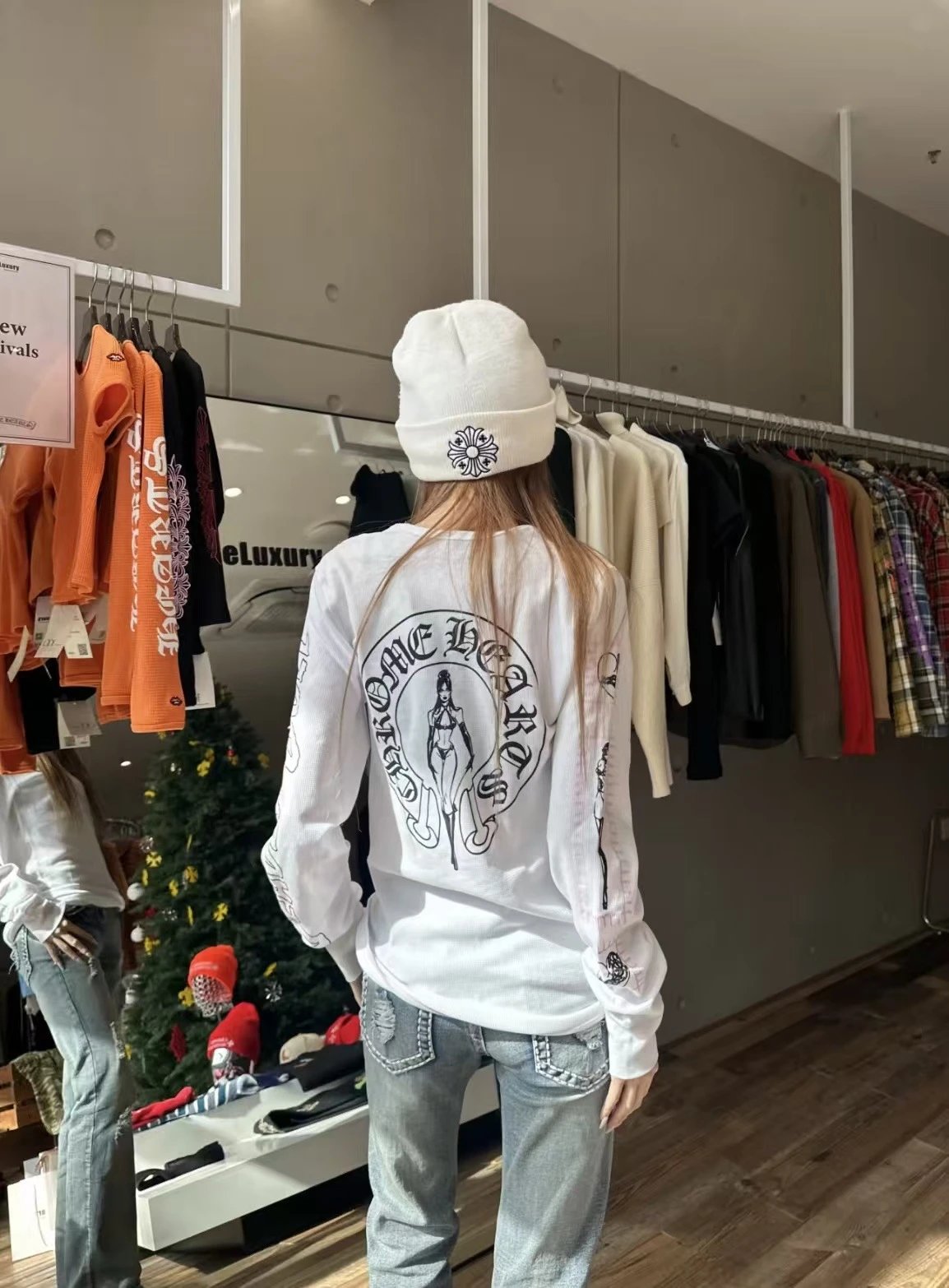 Chrome Hearts Long Sleeve Tee White Graphic Print Top - 6