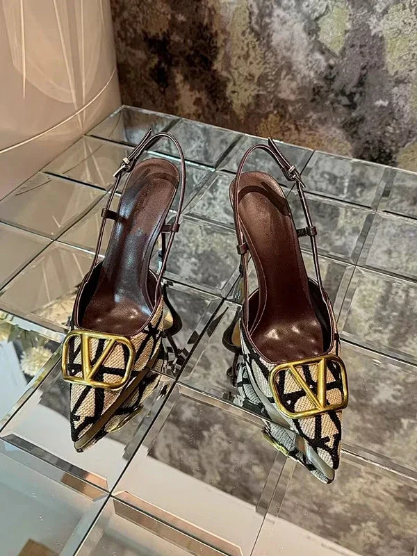 Unbranded High Heels Pointed-Toe Slingback Stiletto with Geometric Buckle product detail image 2