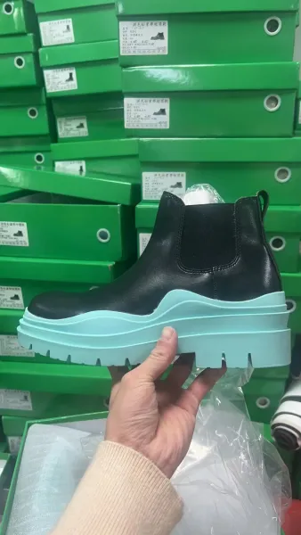 Design Chunky Sole Chelsea Boots Black with Mint Green Platform - 1