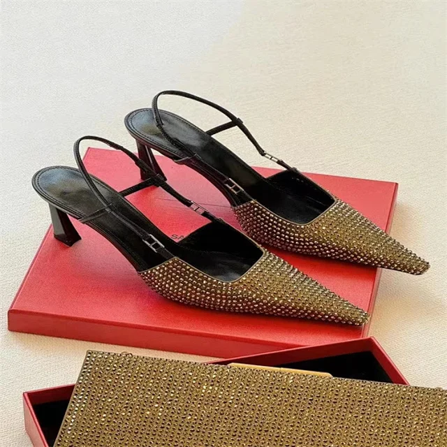 Unbranded High Heels Rhinestone Pointed-Toe Slingback Pumps product detail image 2
