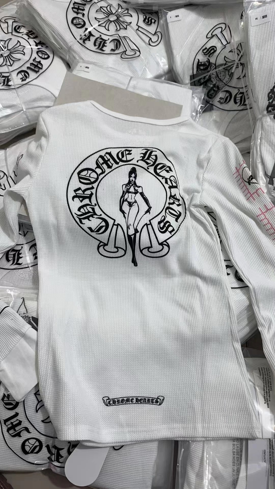 Chrome Hearts Long Sleeve Tee White Graphic Print Top - 4