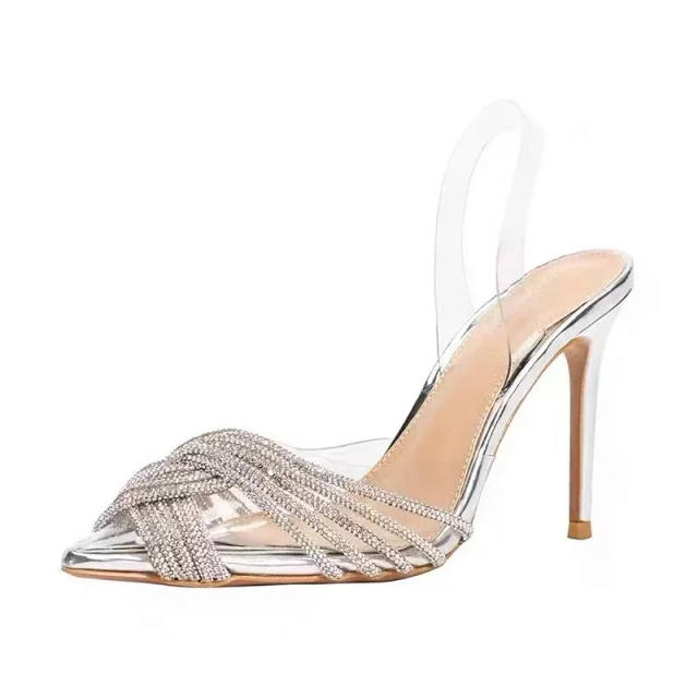 Aquazzura High Heels Transparent Slingback Rhinestone Bow Stiletto product detail image 13