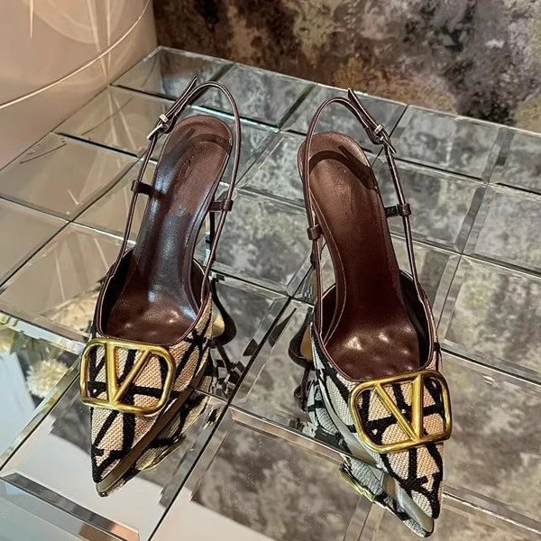 Unbranded High Heels Pointed-Toe Slingback Stiletto with Geometric Buckle image 2