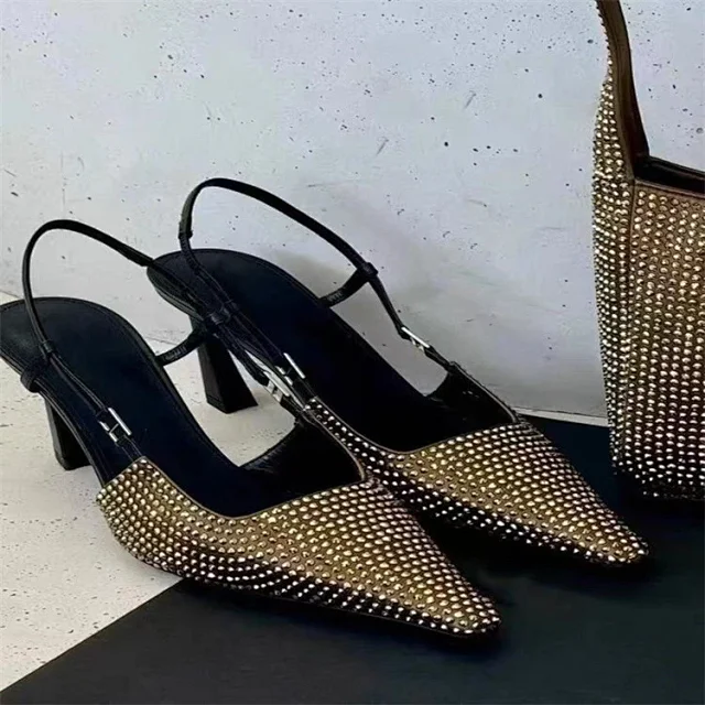 Unbranded High Heels Rhinestone Pointed-Toe Slingback Pumps product detail image 8