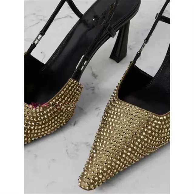 Unbranded High Heels Rhinestone Pointed-Toe Slingback Pumps product detail image 10