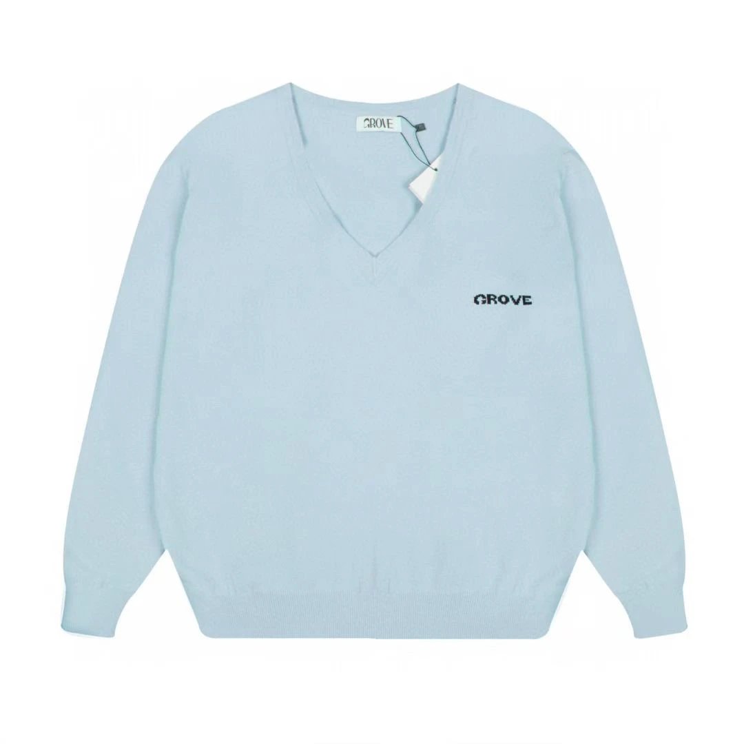 Grove V-Neck Knit Sweater Light Blue - 11