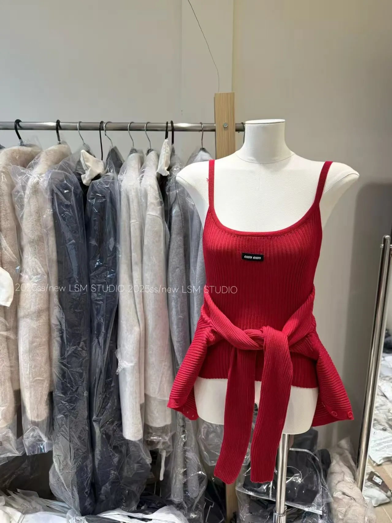 Miu Miu Ribbed Knit Cardigan and Camisole Set White - 5