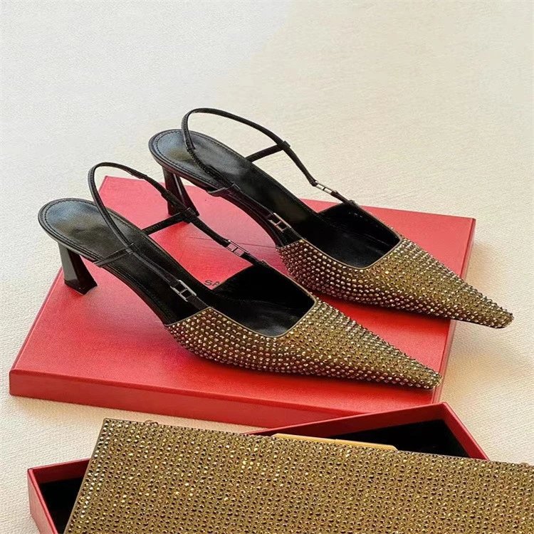 Unbranded High Heels Rhinestone Pointed-Toe Slingback Pumps image 2