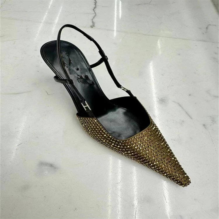 Unbranded High Heels Rhinestone Pointed-Toe Slingback Pumps image 3