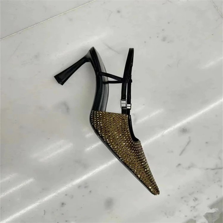 Unbranded High Heels Rhinestone Pointed-Toe Slingback Pumps image 4